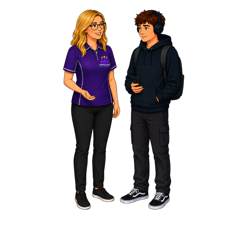 A support worker and a young person - NDIS support in Bairnsdale, East Gippsland